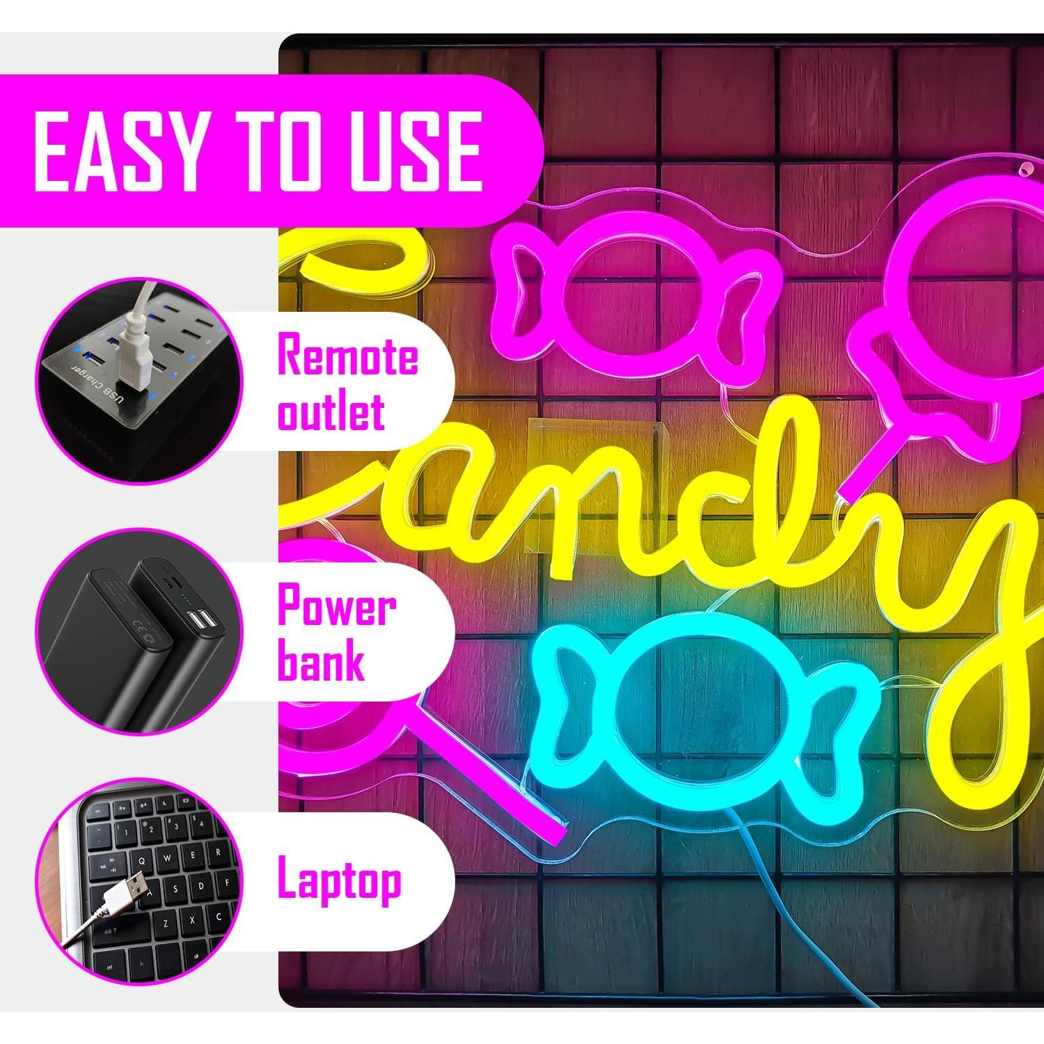 Cartel de Neón LED Caramelo CinsYarn 30x10 cm Regulable