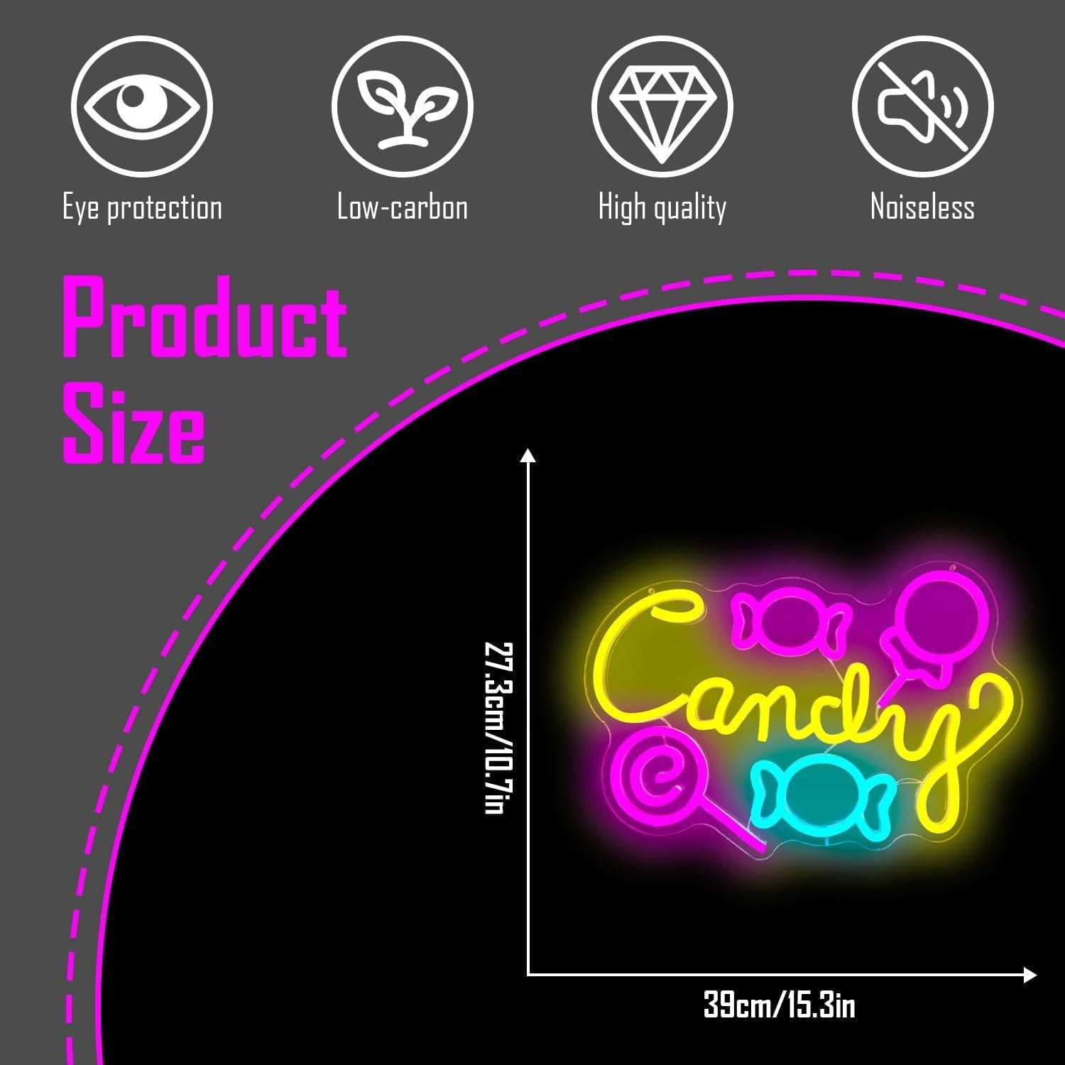 Cartel de Neón LED Caramelo CinsYarn 30x10 cm Regulable