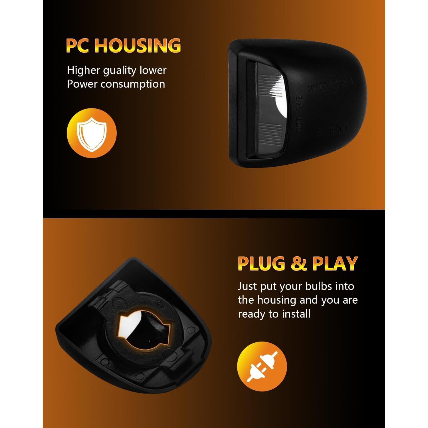 Carcasa de Luz de Placa de Licencia SAPILIT Negra para Chevy/GMC