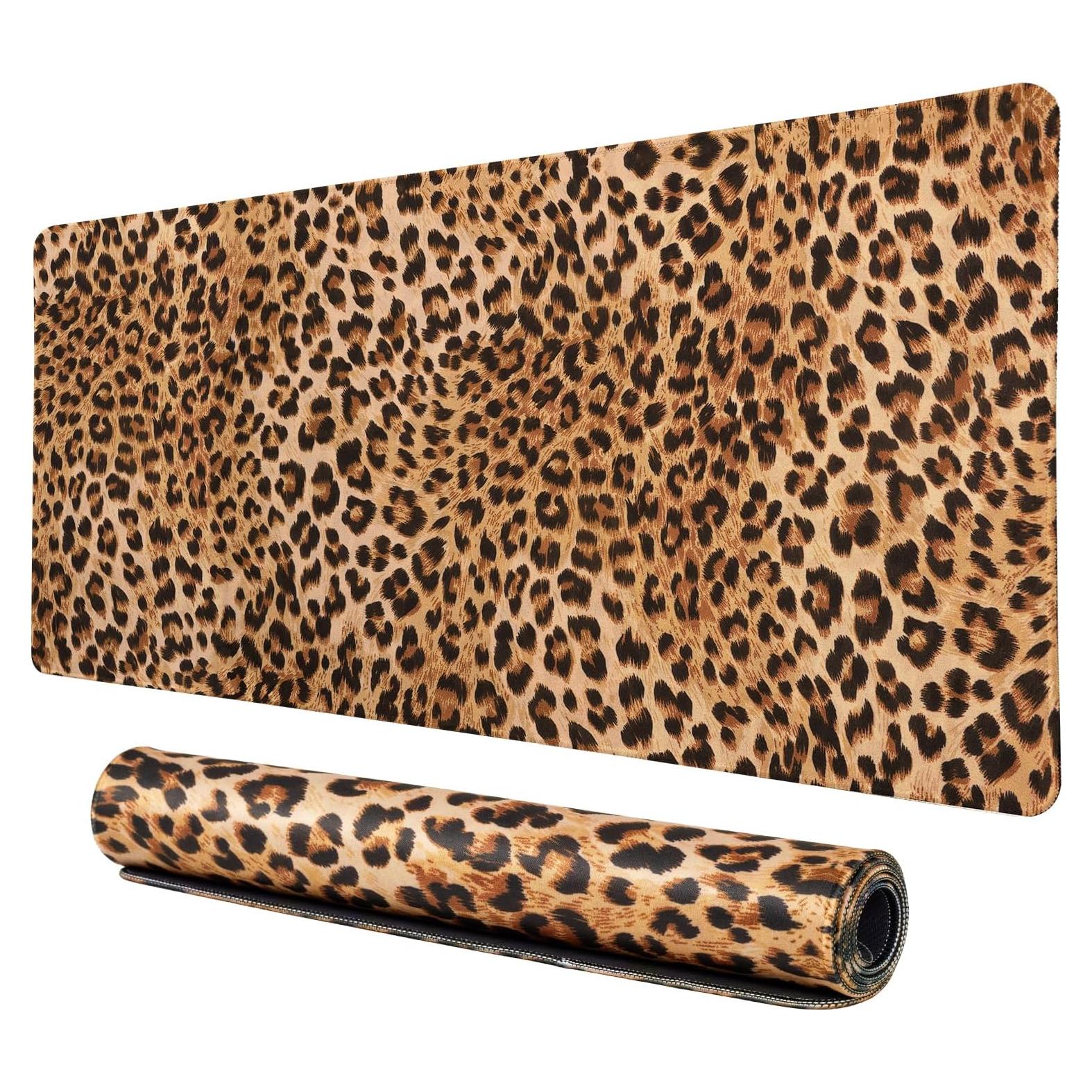 Alfombrilla de escritorio grande Lokigo leopardo marrón 80x40 cm