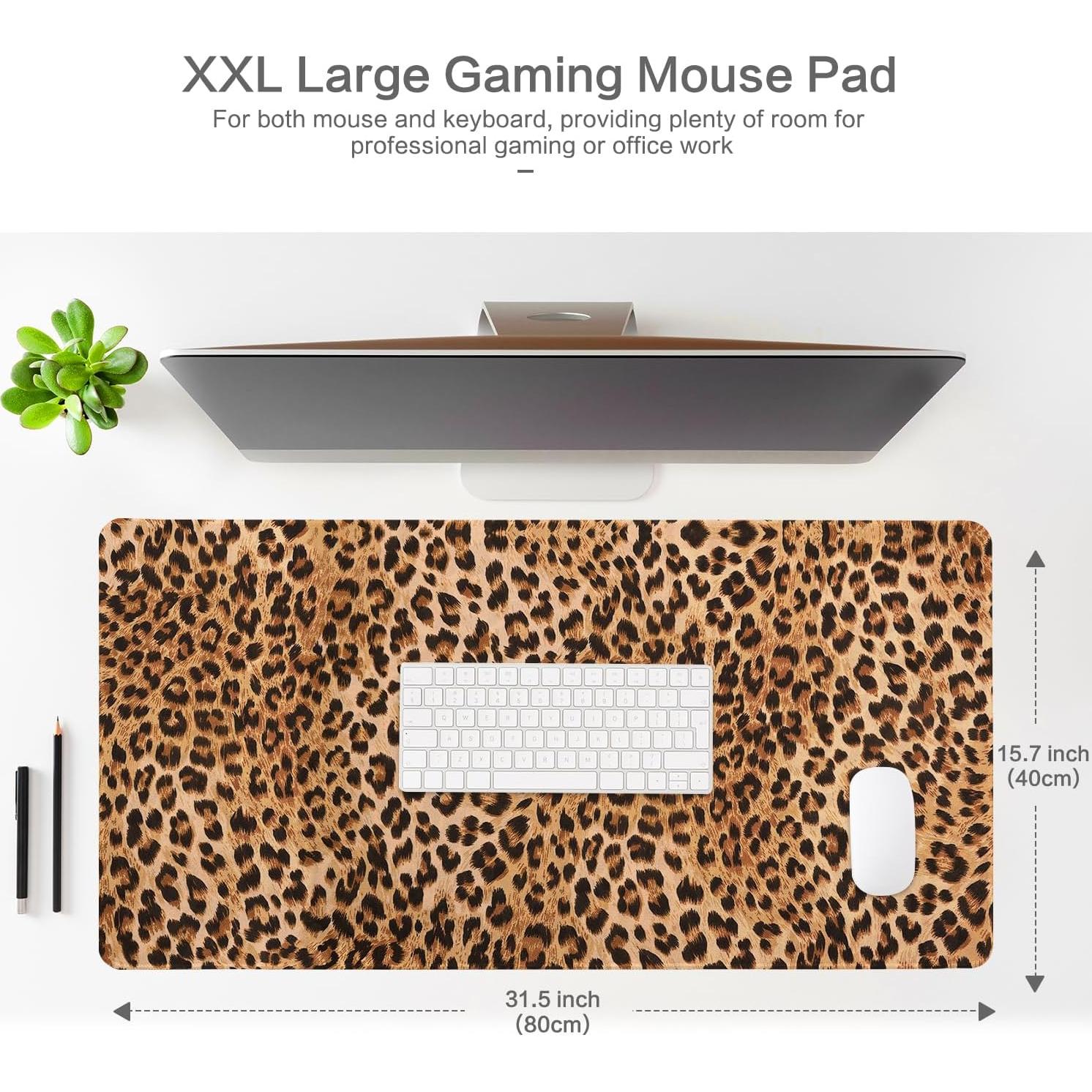 Alfombrilla de escritorio grande Lokigo leopardo marrón 80x40 cm