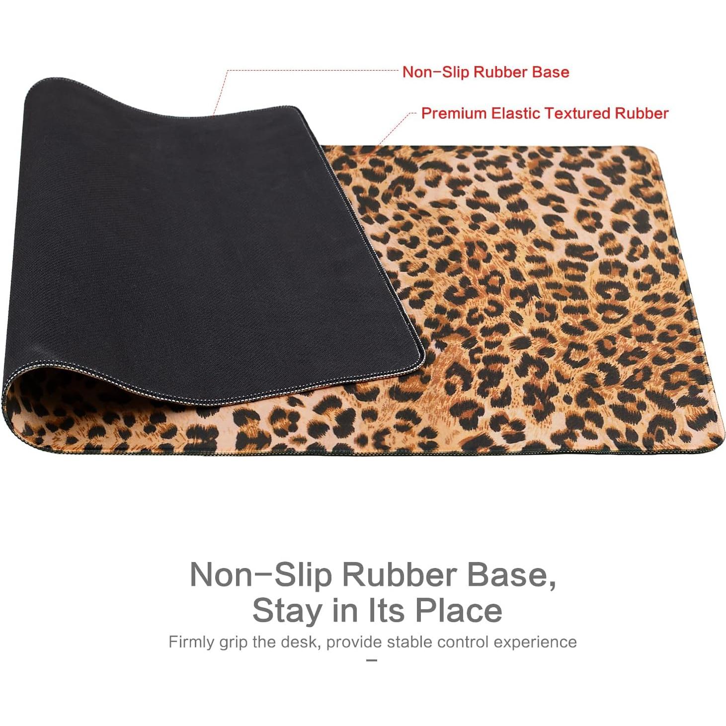 Alfombrilla de escritorio grande Lokigo leopardo marrón 80x40 cm