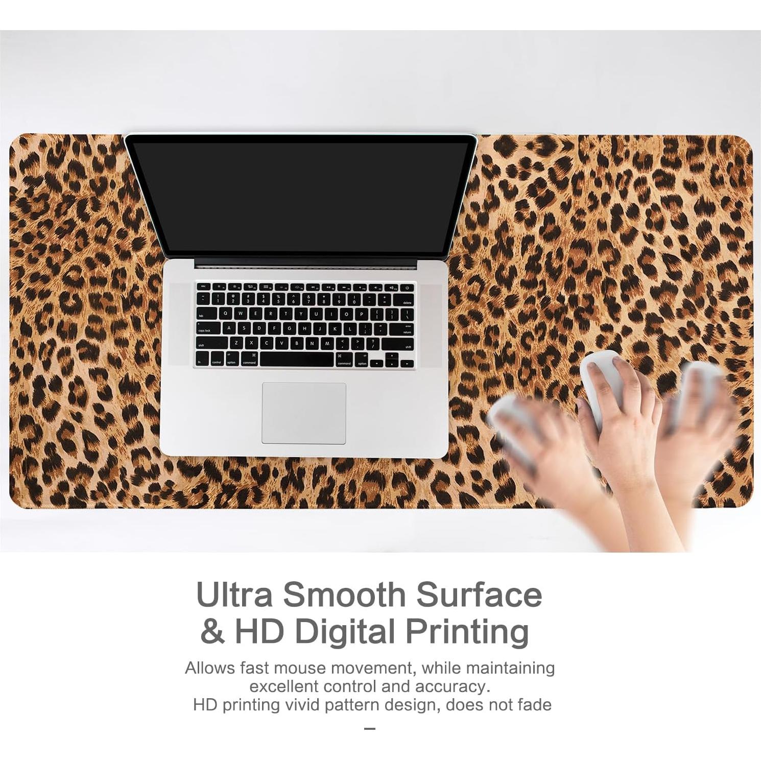 Alfombrilla de escritorio grande Lokigo leopardo marrón 80x40 cm