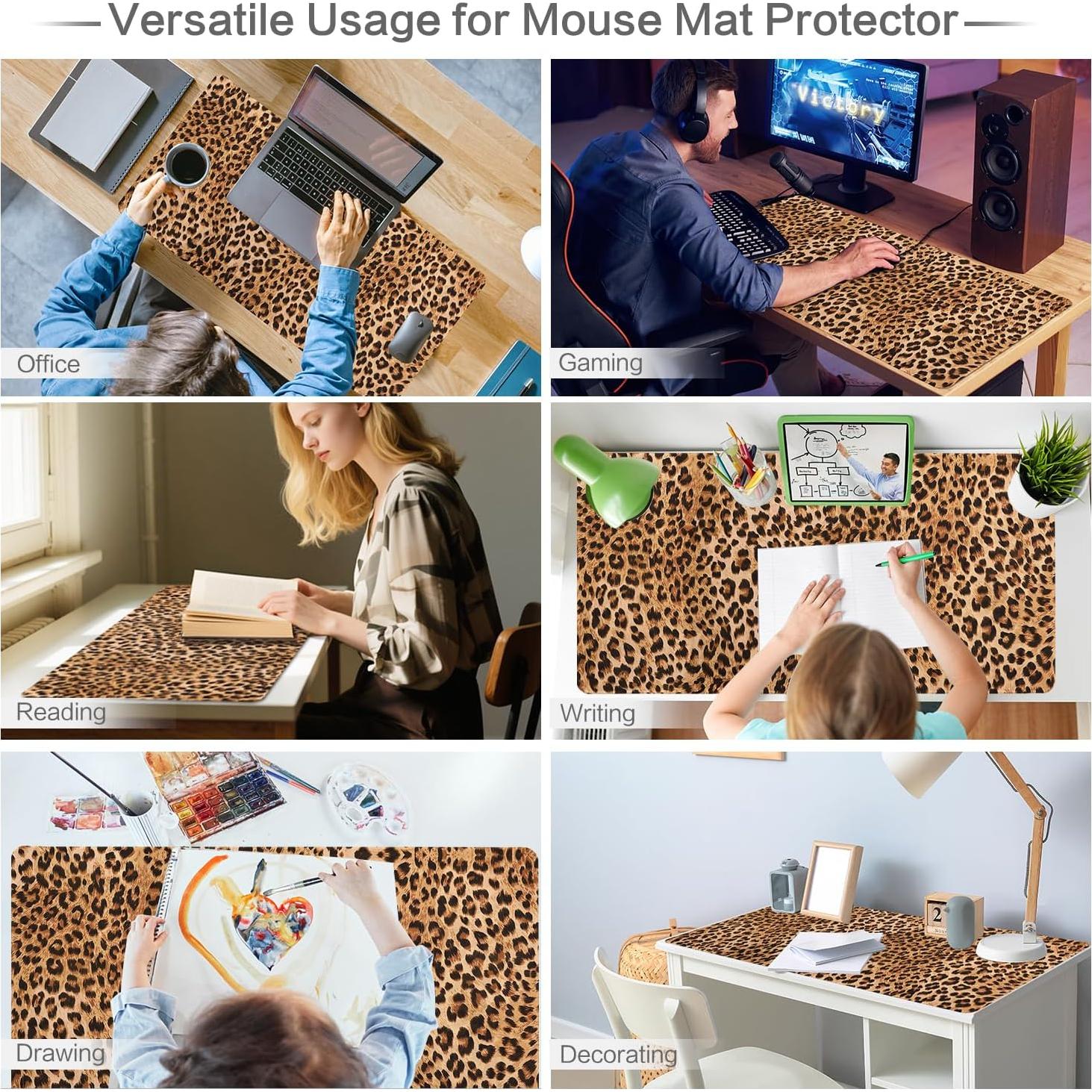 Alfombrilla de escritorio grande Lokigo leopardo marrón 80x40 cm