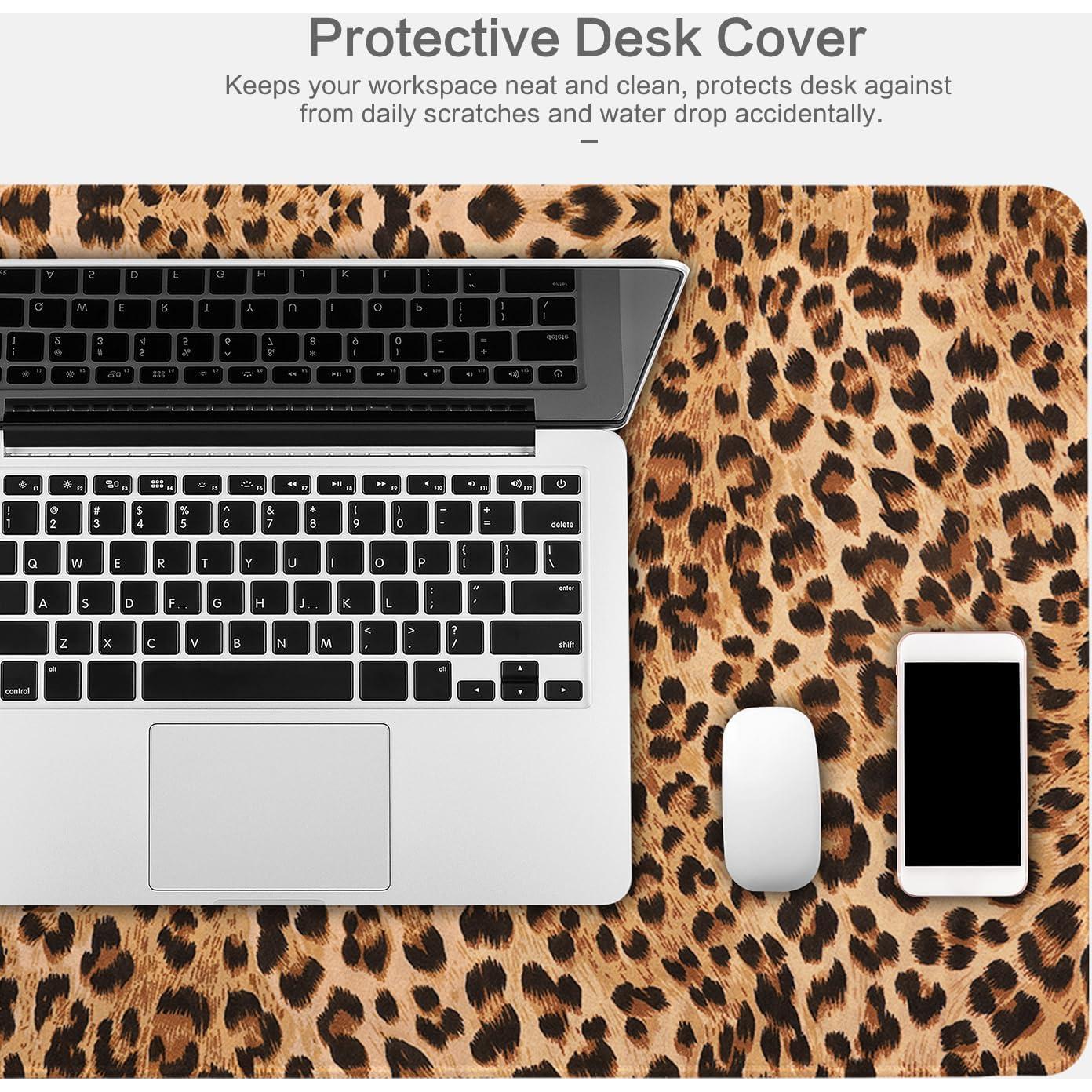 Alfombrilla de escritorio grande Lokigo leopardo marrón 80x40 cm