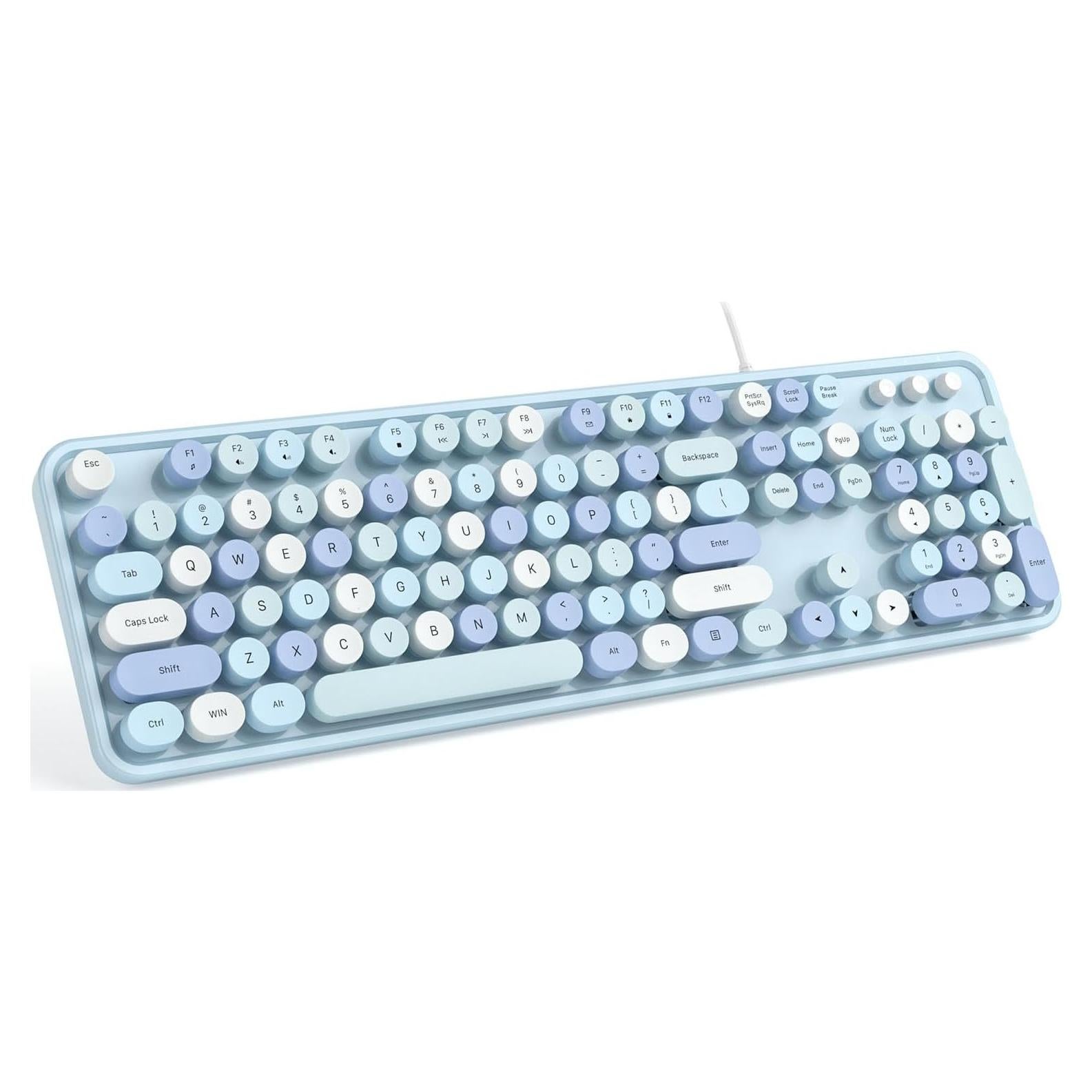 Teclado USB Retro Meidosa Azul Colorido con Teclas Redondas