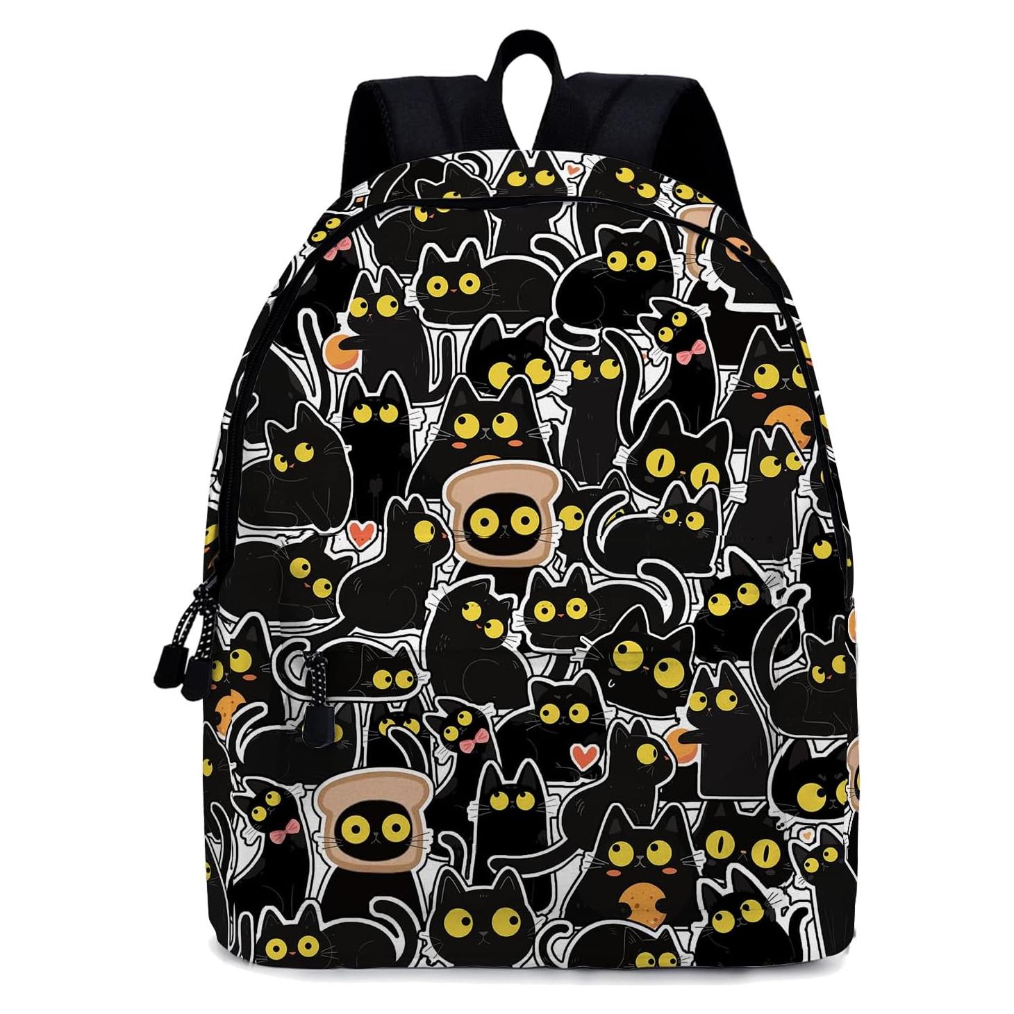 Mochila Escolar ROVOZAR 16" Gato Negro para Niños y Niñas
