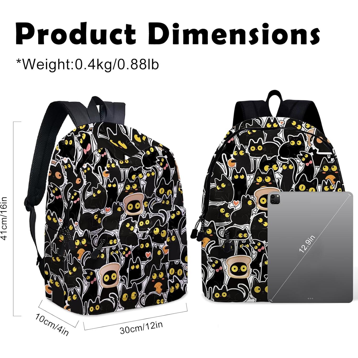 Mochila Escolar ROVOZAR 16" Gato Negro para Niños y Niñas