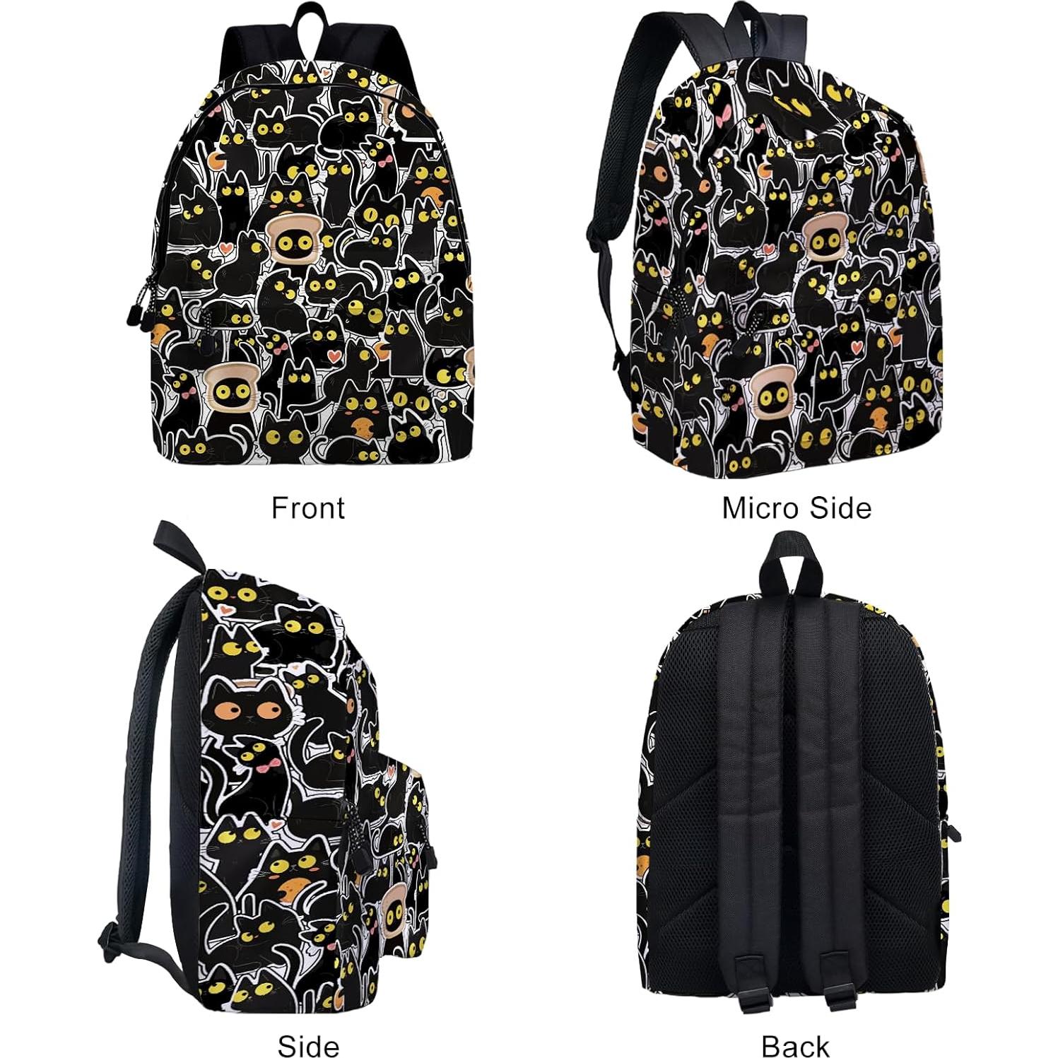 Mochila Escolar ROVOZAR 16" Gato Negro para Niños y Niñas