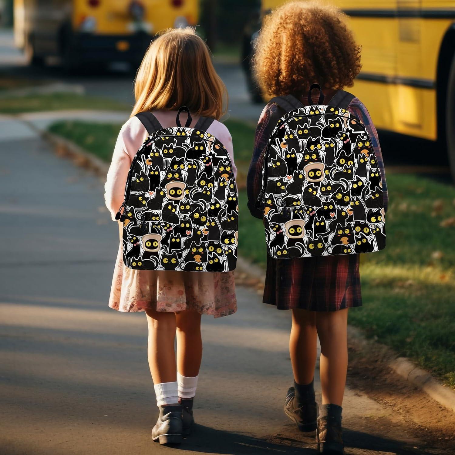 Mochila Escolar ROVOZAR 16" Gato Negro para Niños y Niñas