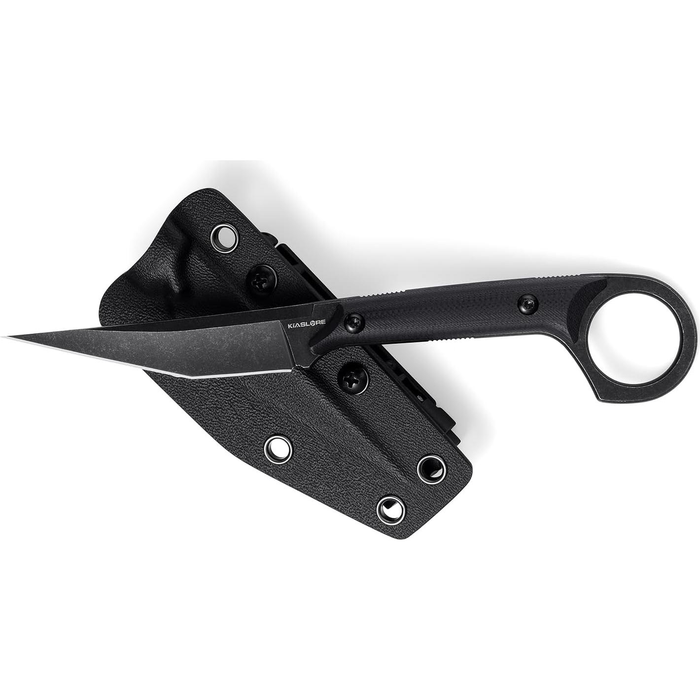 Cuchillo de hoja fija KIASLORE KS527 D2 con funda Kydex 19cm