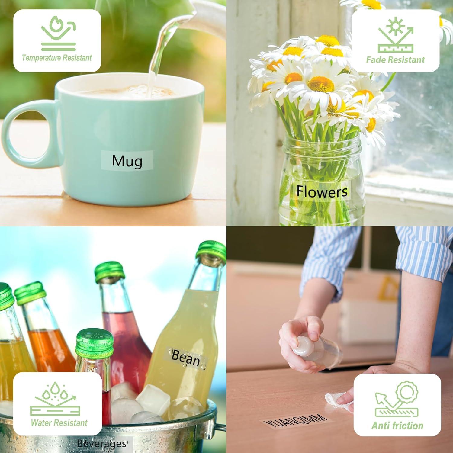 Cinta de Etiqueta Laminada Transparente 12mm YUANQIMM 4-Pack