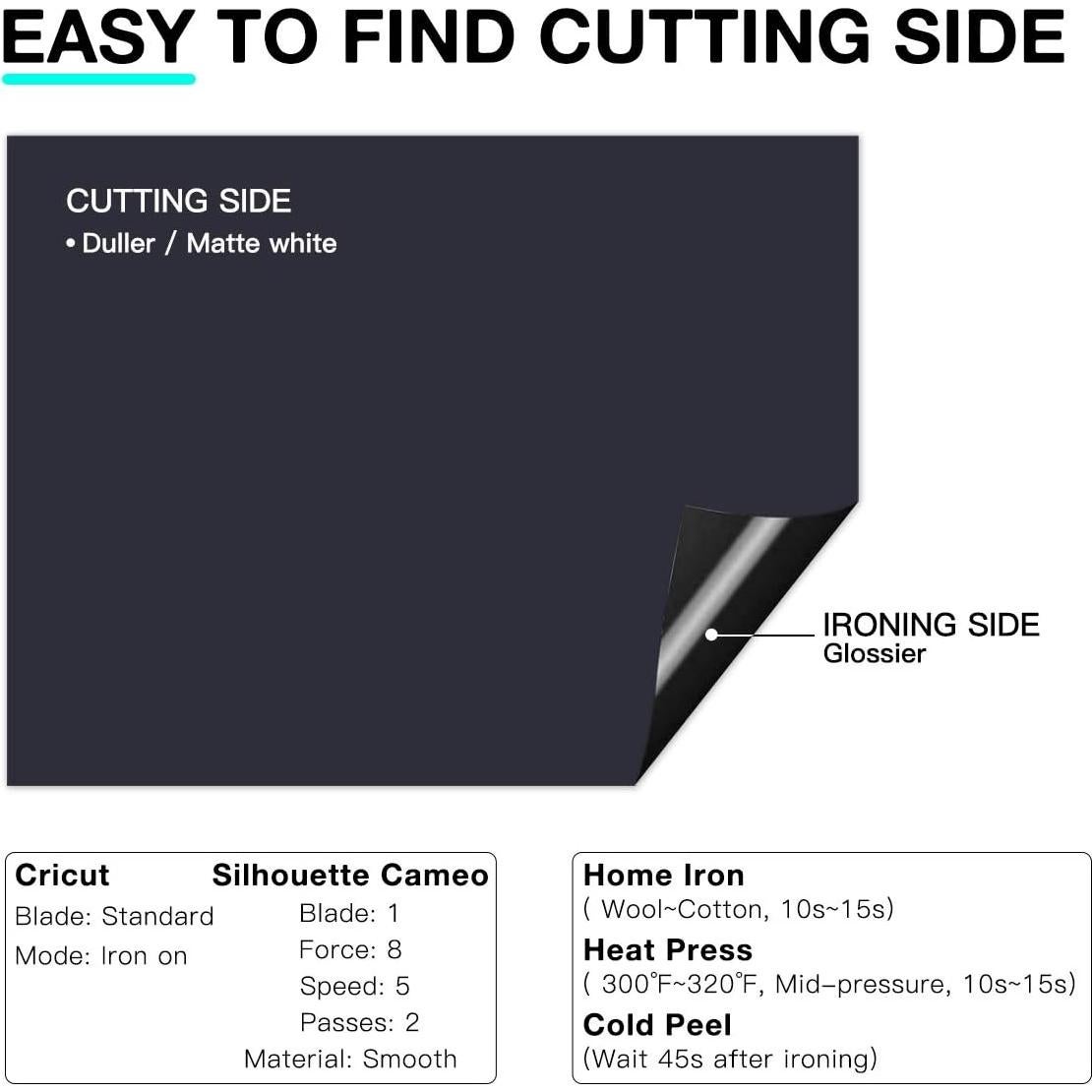 Vinilo de Transferencia de Calor HTV Negro 30x25 cm - HTVRONT