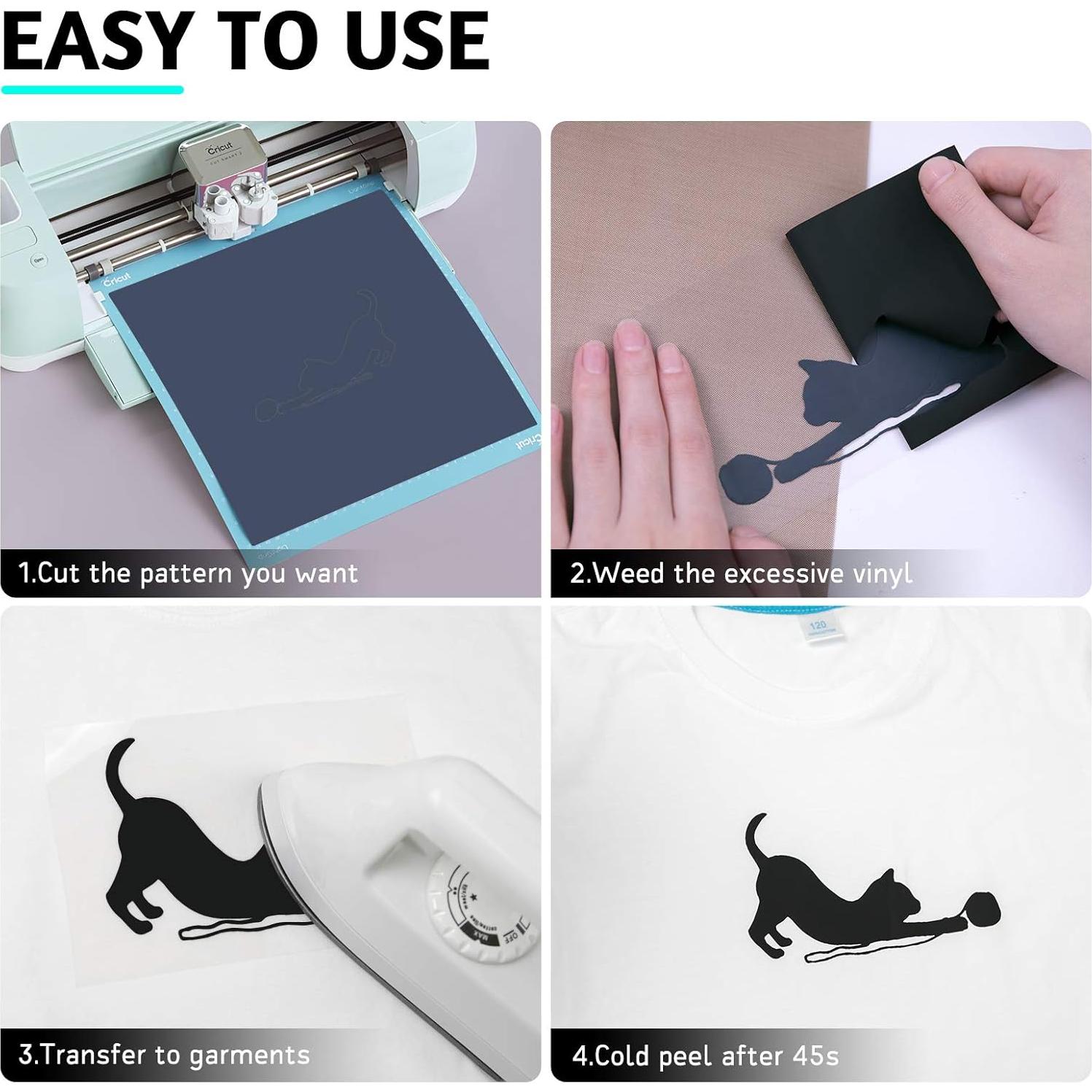 Vinilo de Transferencia de Calor HTV Negro 30x25 cm - HTVRONT