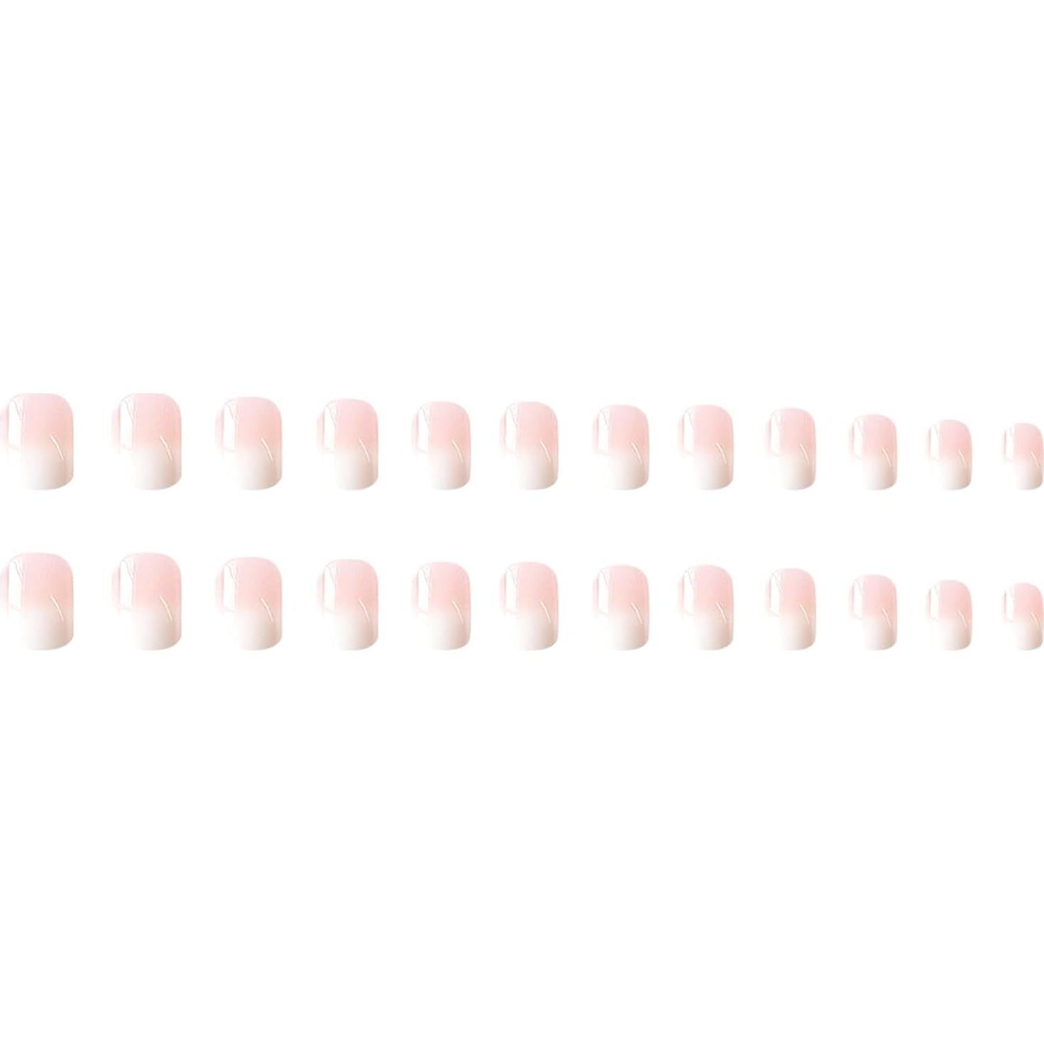 Uñas Postizas Cortas Cuadradas Puyokinm Ombre 24 Pcs