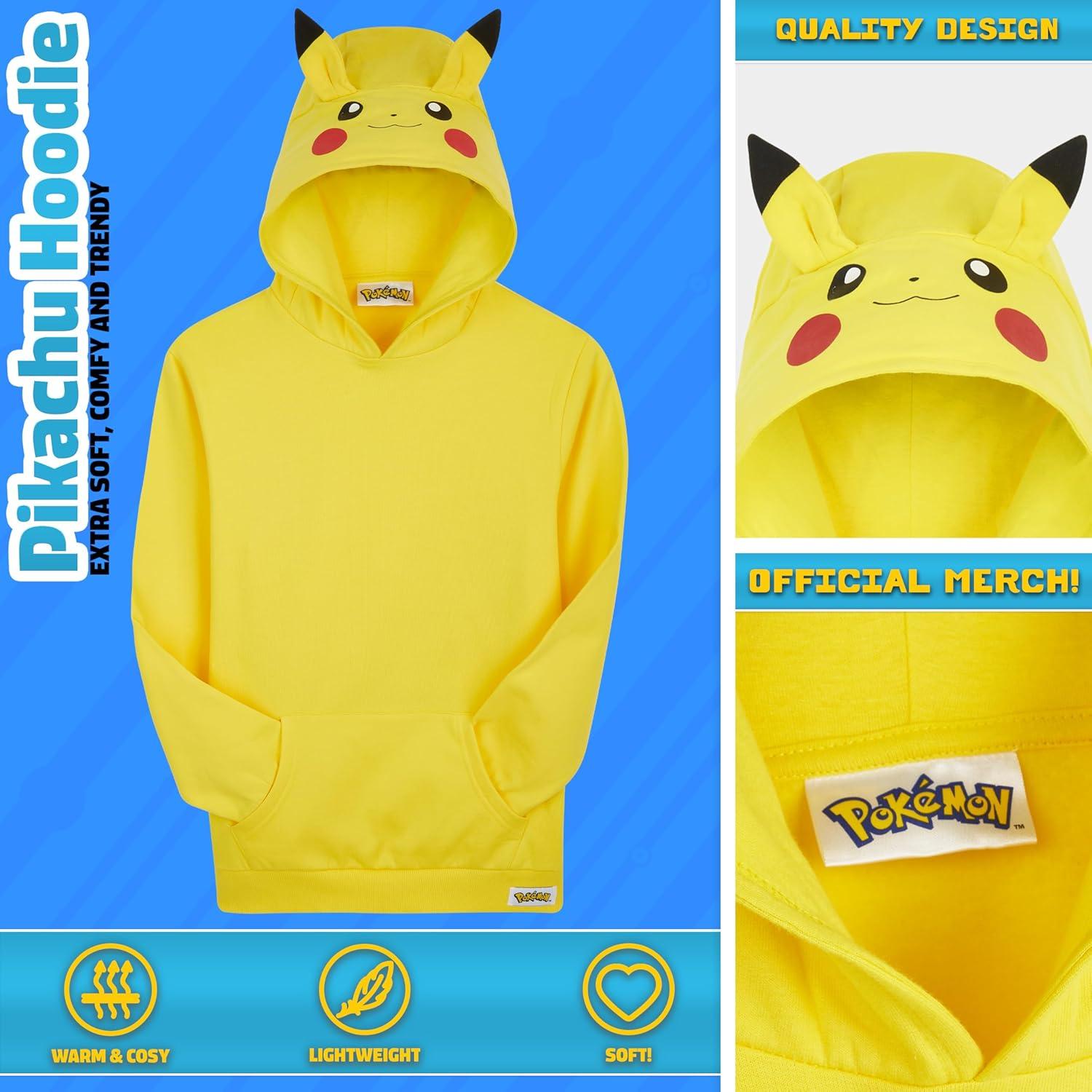 Sudadera con capucha Pokemon para niños 7-8 años Amarillo