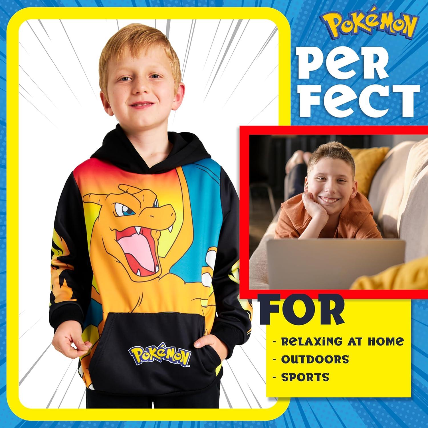 Sudadera con capucha Pokemon para niños 7-8 años negra/naranja