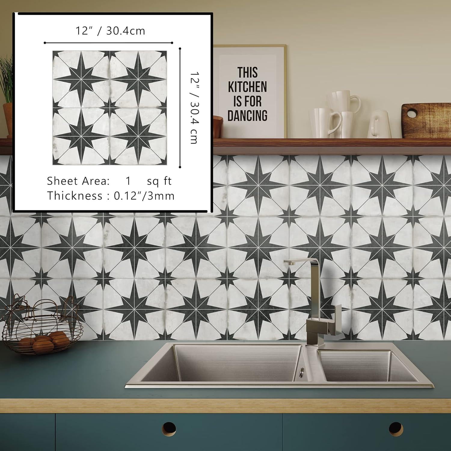 Azulejo Autoadhesivo El Azulejo Plaza Estrella 10 Hojas 30.48x30.48 cm