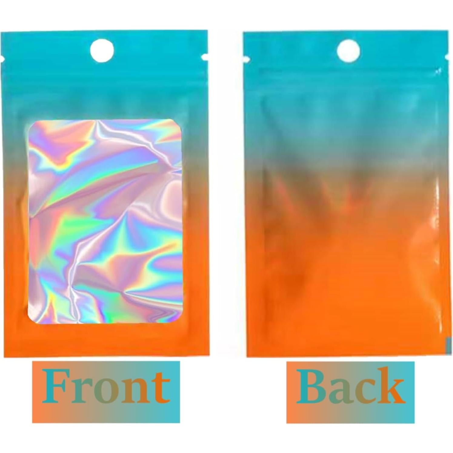 100 Bolsas Holográficas Mylar Loveaiai 6.86x9.91 cm Reutilizables