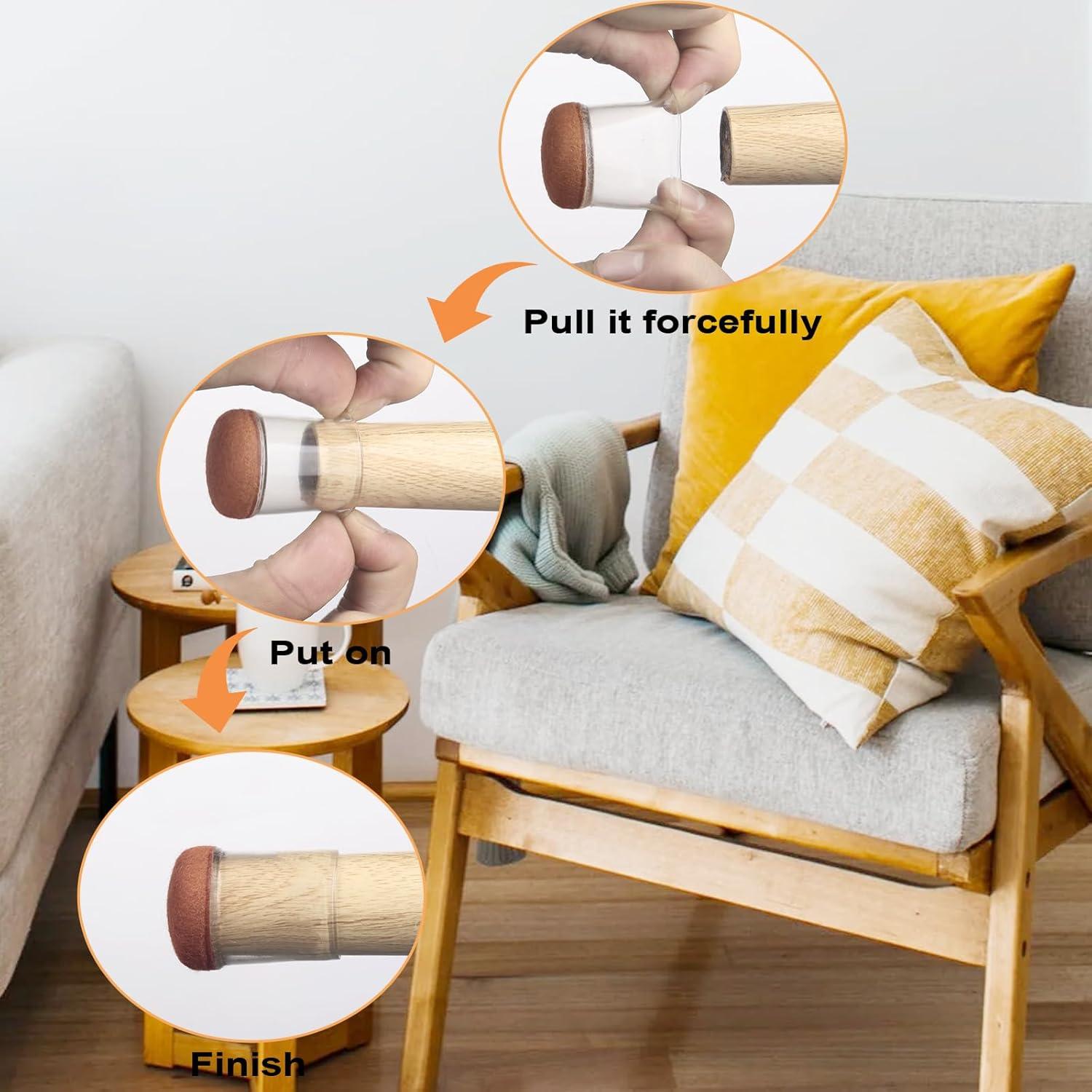 20 Fundas de Silicona Transparente para Patas de Silla - Pequeñas