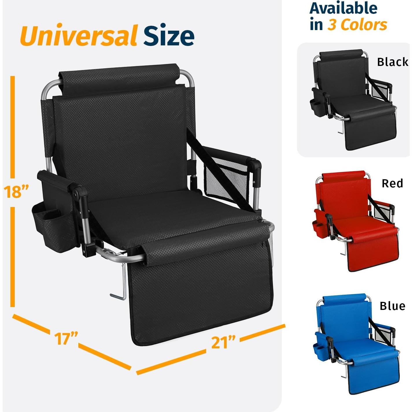 Asiento de Graderías Plegable Alpcour Deluxe Negro 53.34 cm