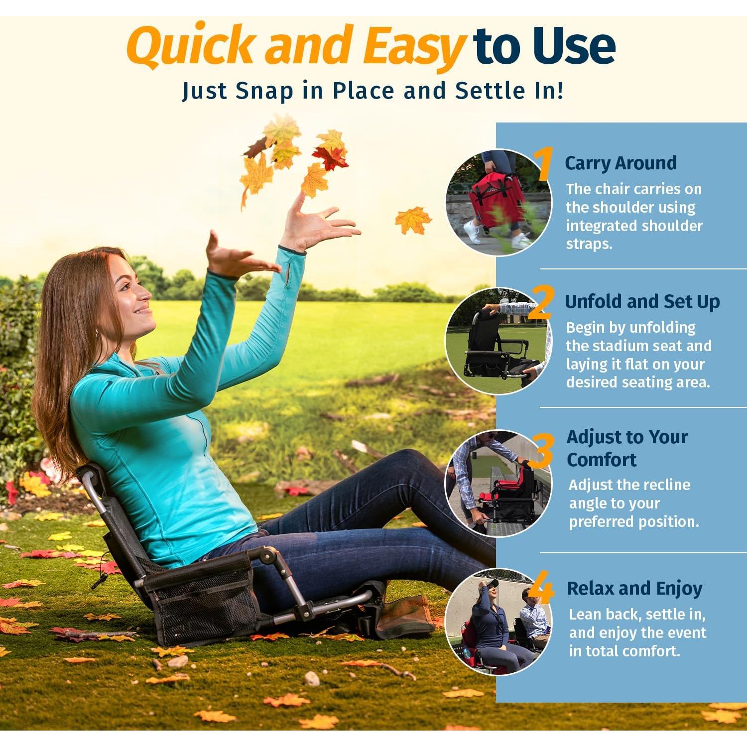 Asiento de Graderías Plegable Alpcour Deluxe Negro 53.34 cm