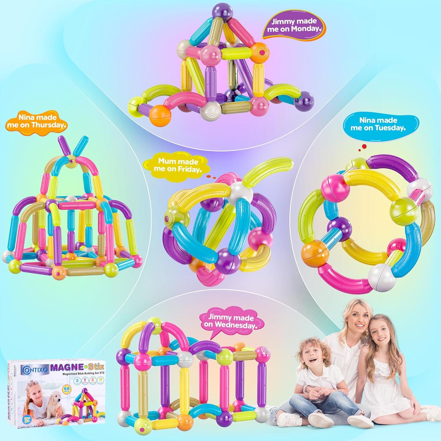 Bloques de Construcción Magnéticos Contixo ST2 68 Pcs 3D STEM