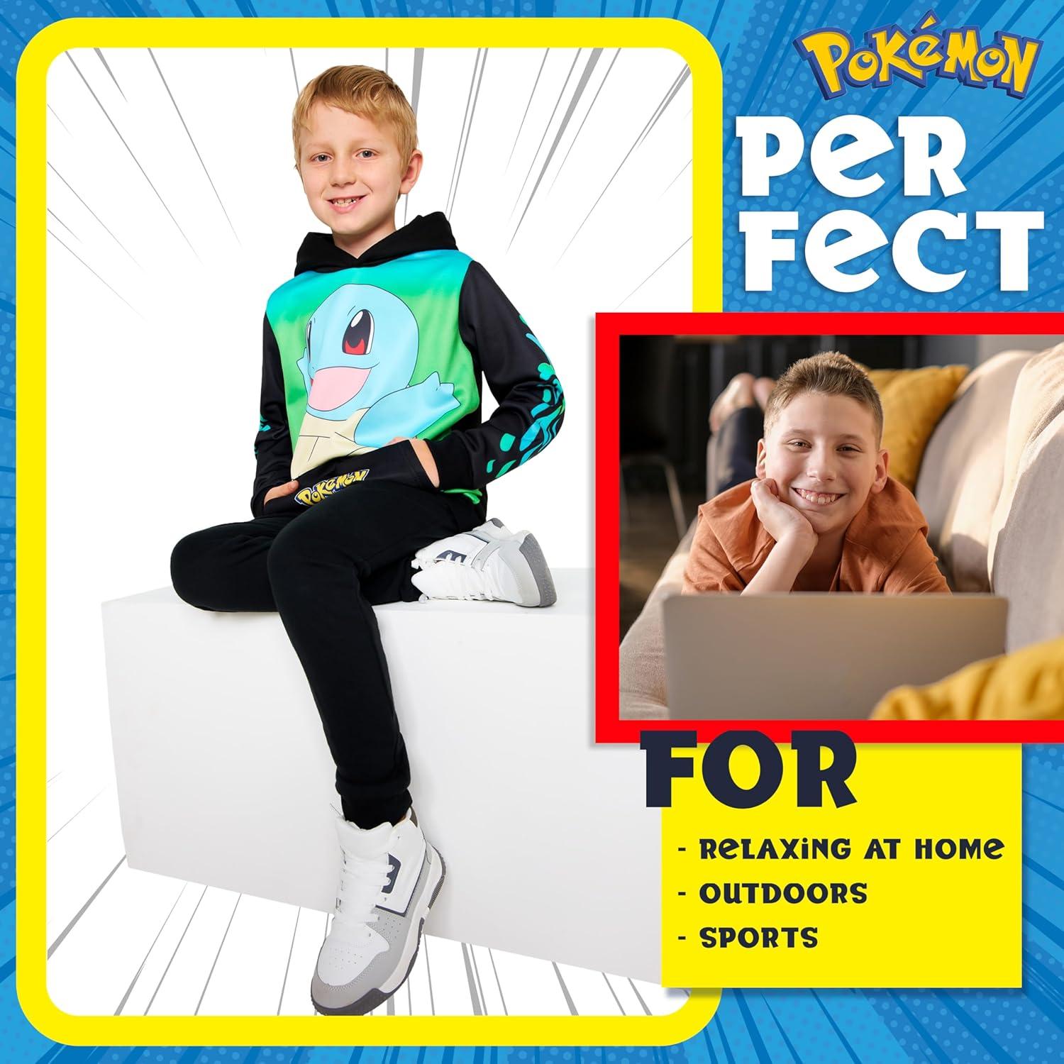 Sudadera con capucha Pokemon para niños 7-8 años negra/verde