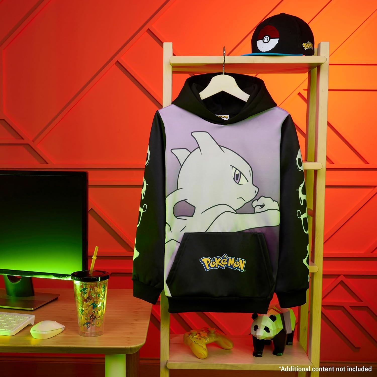 Sudadera con capucha Pokemon para niños 9-10 años Negro/Rosa