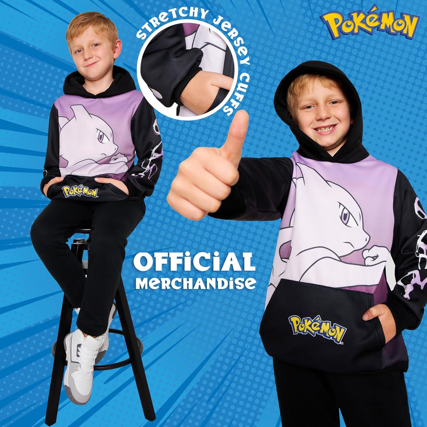 Sudadera con capucha Pokemon para niños 9-10 años Negro/Rosa