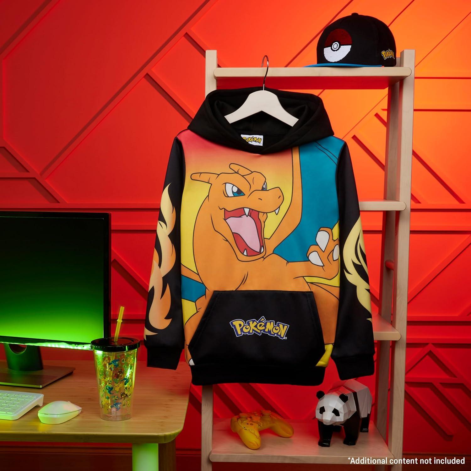 Sudadera con capucha Pokemon Fashion UK 11-12 años Negro/Naranja