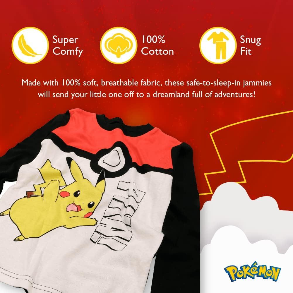 Pijama ajustado para niños Pokemon 6 piezas 100% algodón