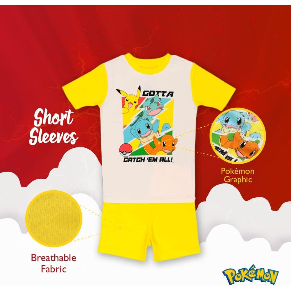 Pijama ajustado para niños Pokemon 100% algodón 4-12