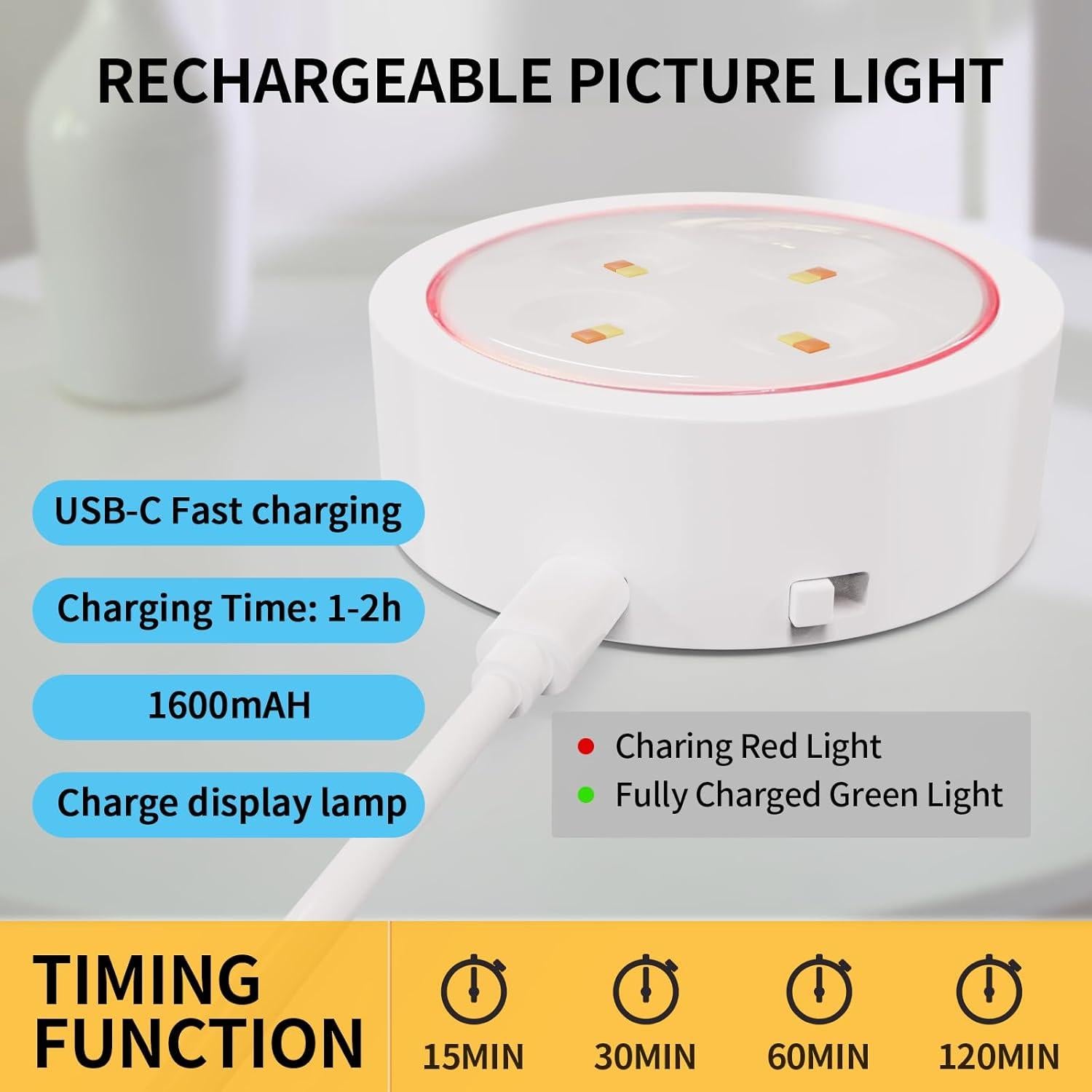 Luces para Cuadros Narotood - Paquete de 3 Recargables 120 Lúmenes