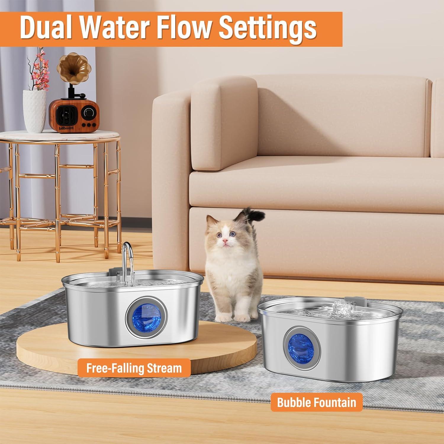 Fuente de Agua Automática para Gatos Lawfery 3.2L Acero Inoxidable