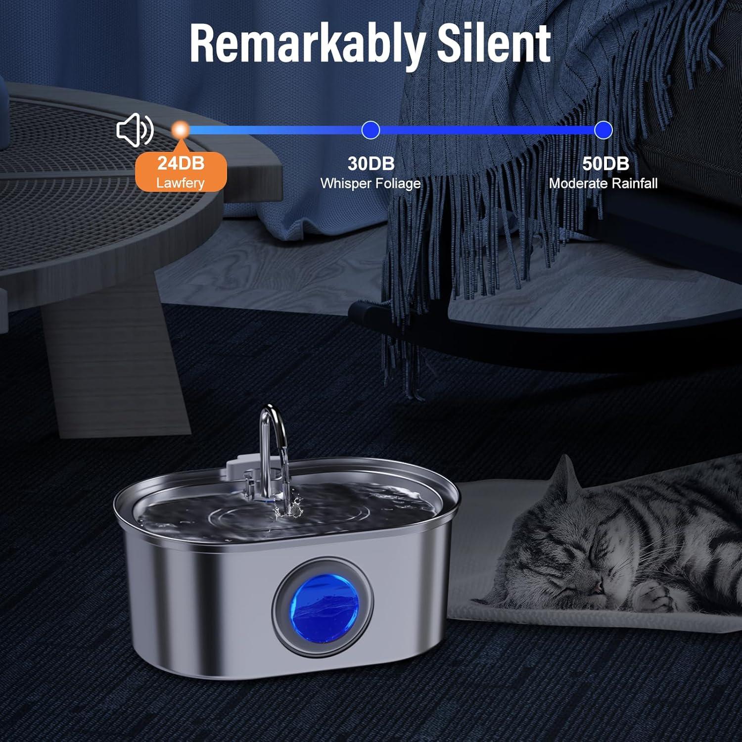 Fuente de Agua Automática para Gatos Lawfery 3.2L Acero Inoxidable