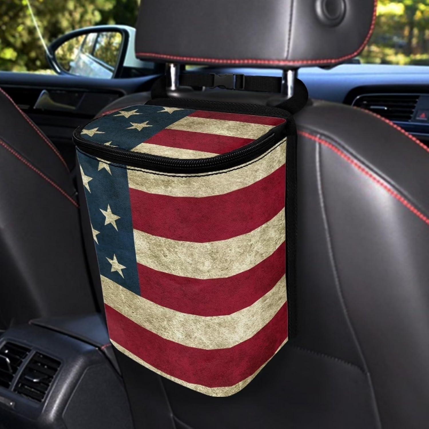 Basurero de Coche Yewattles Bandera Americana 17x12x23 cm