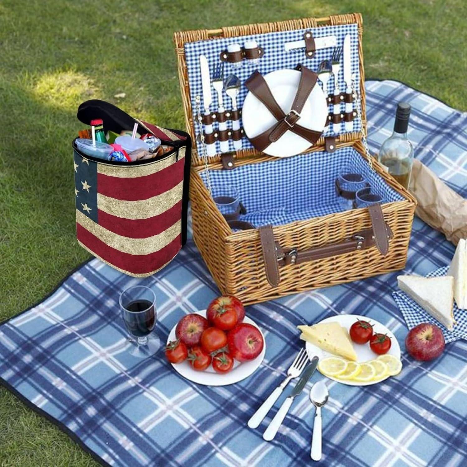 Basurero de Coche Yewattles Bandera Americana 17x12x23 cm