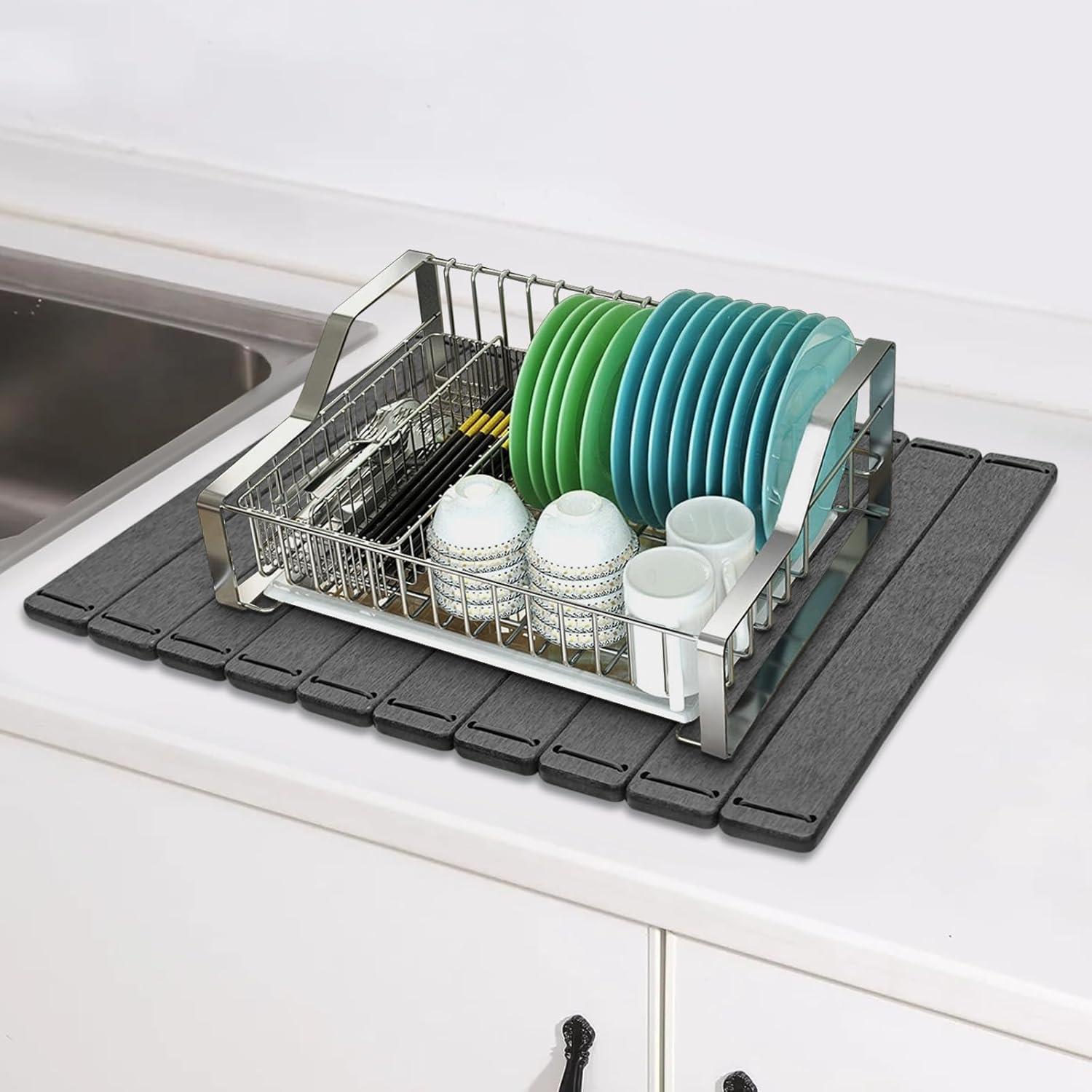 Alfombrilla de Secado de Platos ZNCZHZN 56x41cm Gris Oscuro