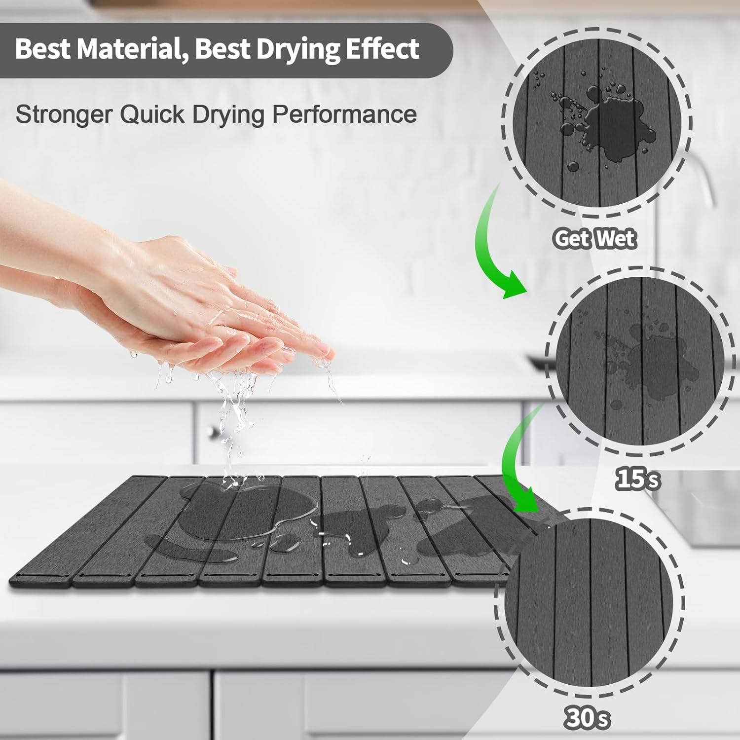 Alfombrilla de Secado de Platos ZNCZHZN 56x41cm Gris Oscuro