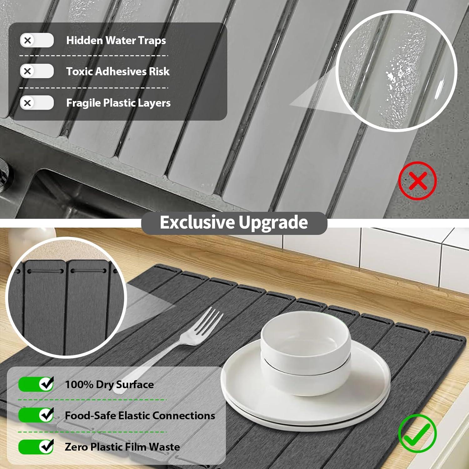 Alfombrilla de Secado de Platos ZNCZHZN 56x41cm Gris Oscuro