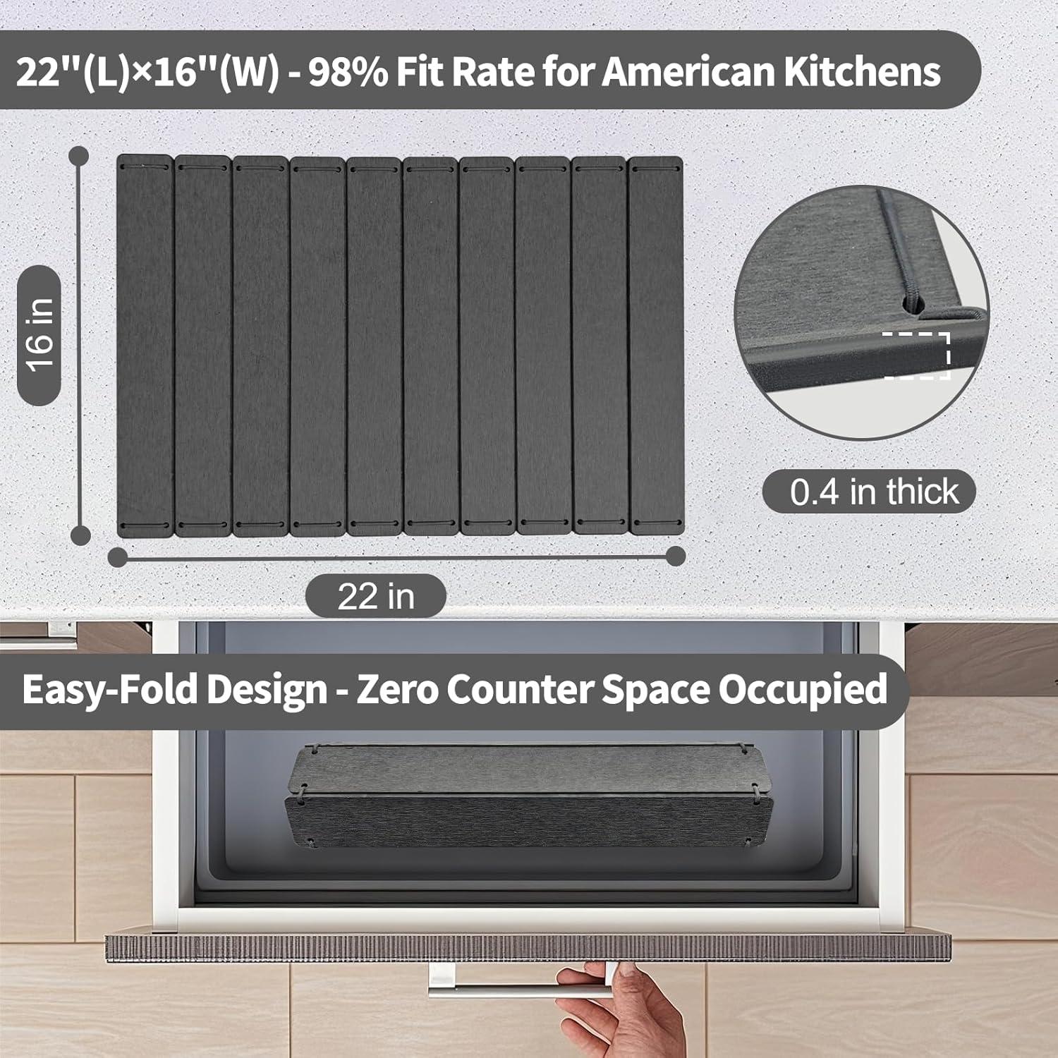 Alfombrilla de Secado de Platos ZNCZHZN 56x41cm Gris Oscuro