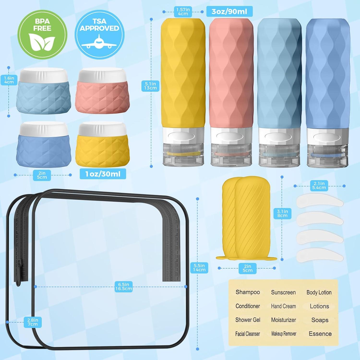 Set de 16 Botellas de Viaje Silevoler Aprobadas por TSA