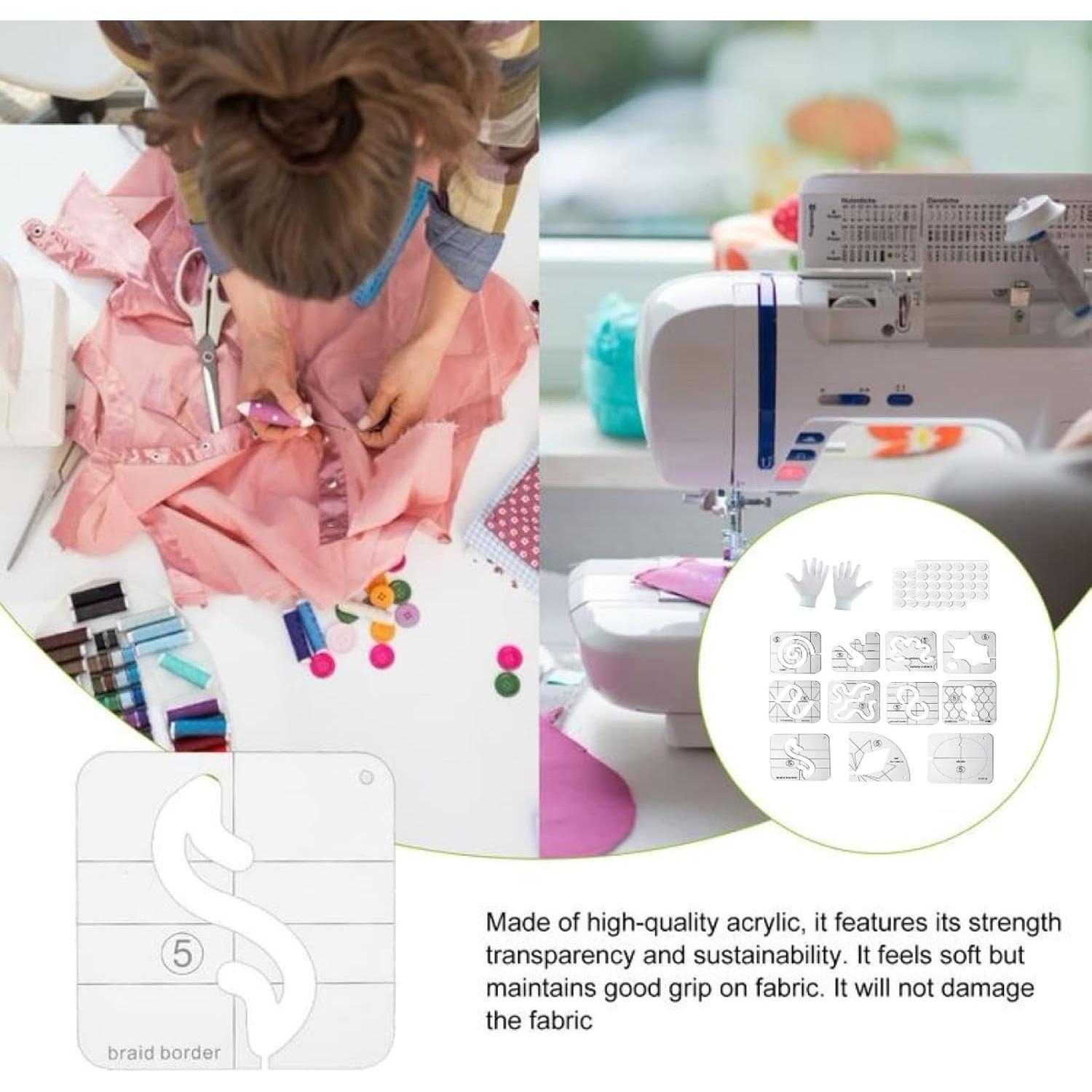 Juego de Plantillas de Acolchado JFT 15 Piezas con Guantes