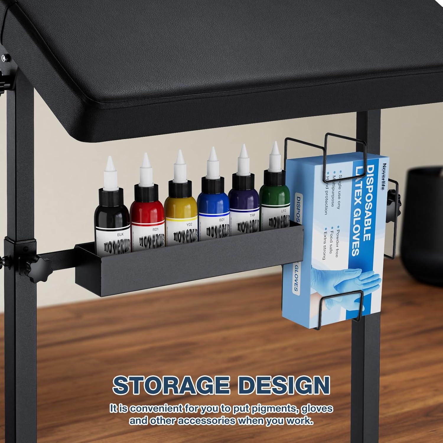 Soporte de Reposabrazos de Tatuaje Udefineit Ajustable Negro