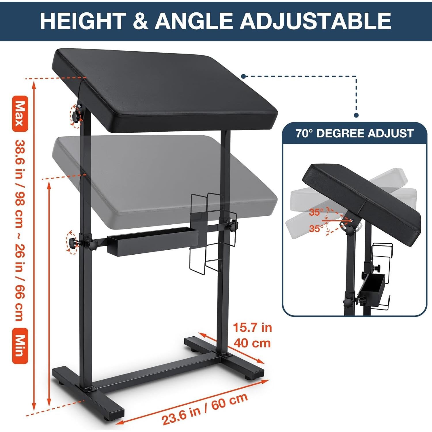 Soporte de Reposabrazos de Tatuaje Udefineit Ajustable Negro