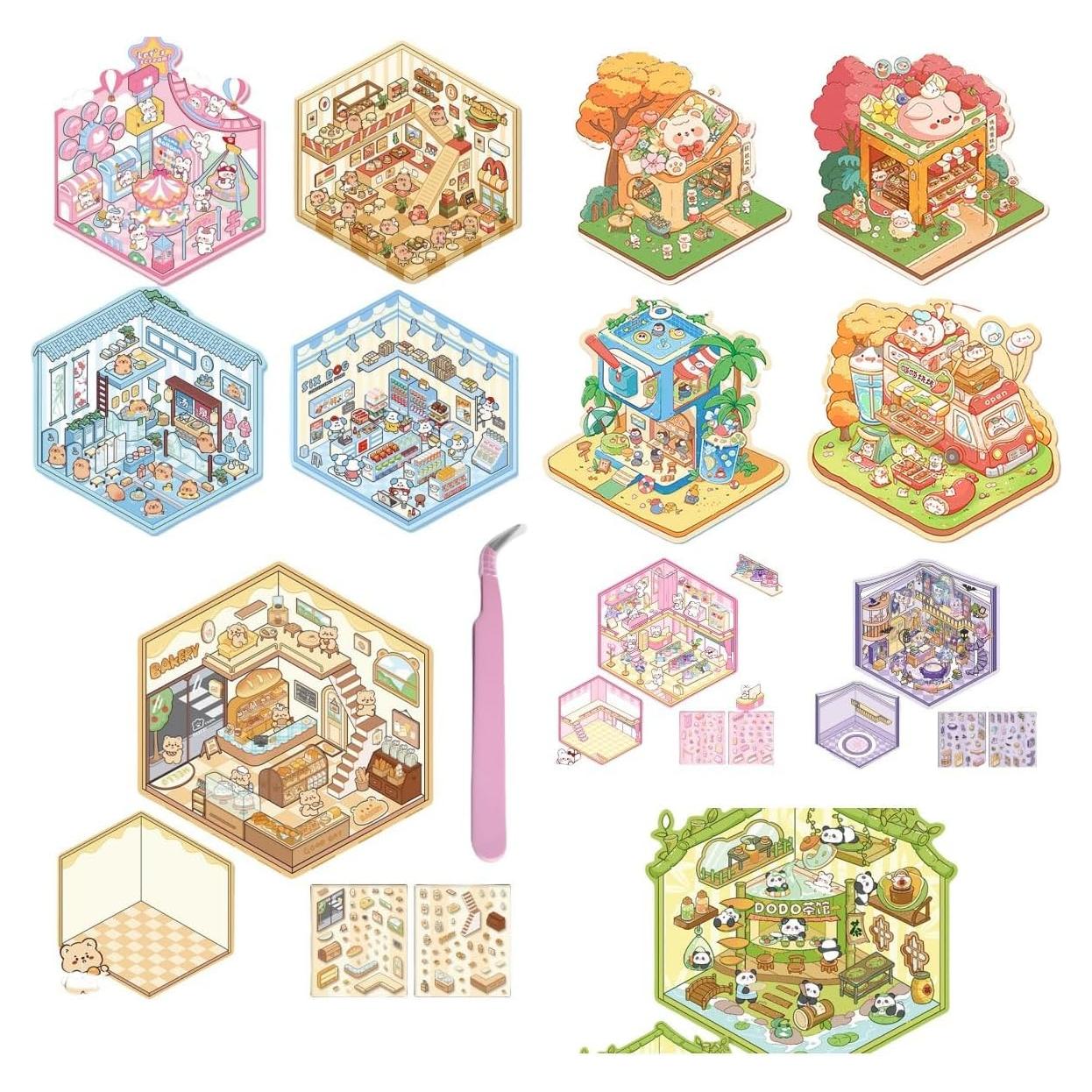 Pegatinas 3D de Casa DIY Affoto - 12 Sets Creativos