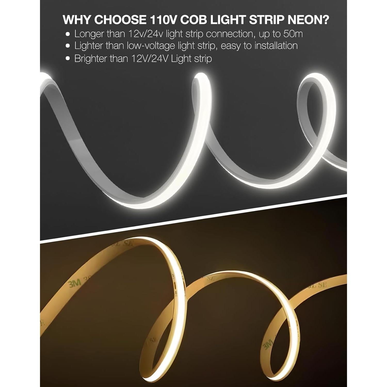 Tira de LED COB 1m HRG Luz Fría Regulable Silicona