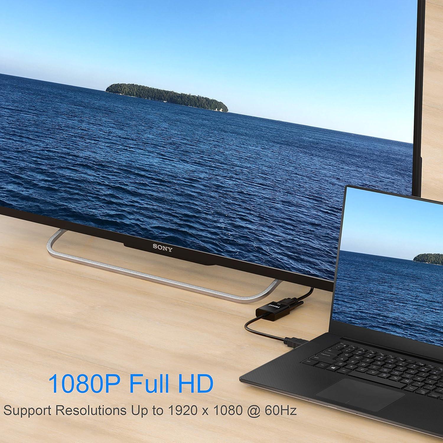 Adaptador HDMI a VGA Moread 1080p Negro para PC y Proyector