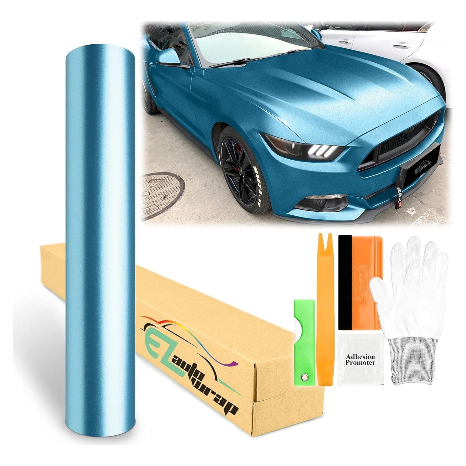 Vinilo Adhesivo Mate Metálico Azul Lago 60x152 cm EZAUTO WRAP